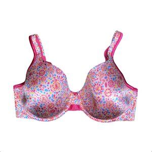 36DD*Vanity Fair*Hot Pink Floral-Print Lined Balconet Bra
